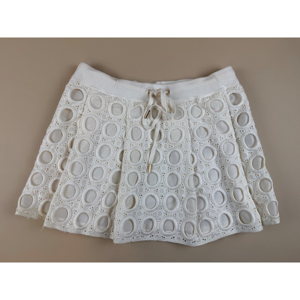 Boho Eyelet Mini Skirt Circle Lace White Small Juicy Couture